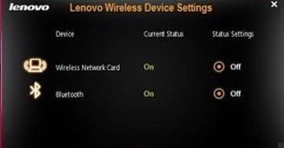 Lenovo wireless device settings