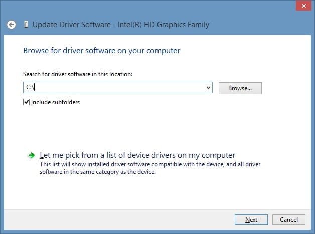 Browse for Driver Software