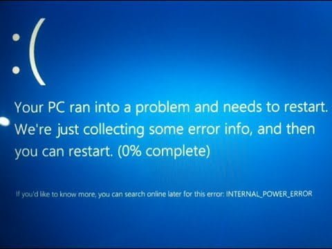 Fix Windows 10 Blue Screen of Death (BSOD) and Internal Power Error