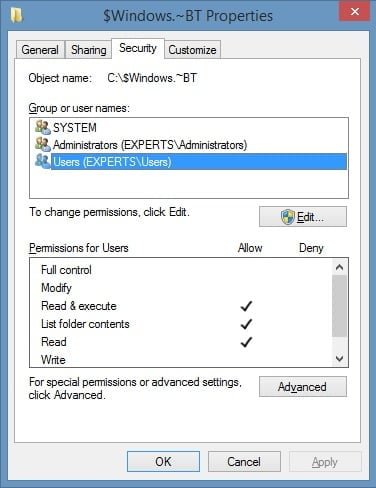 Taking ownership of Windows-BT folder