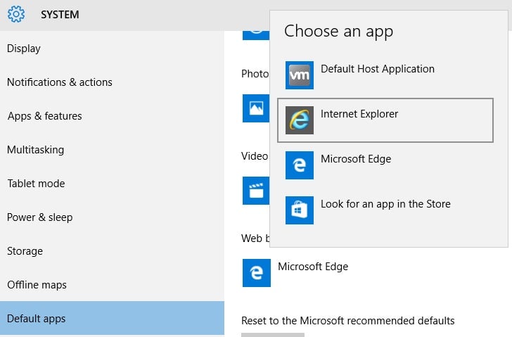 Windows 10 Default Browser Selection