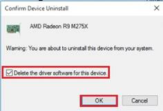 Delete the driver software for this device