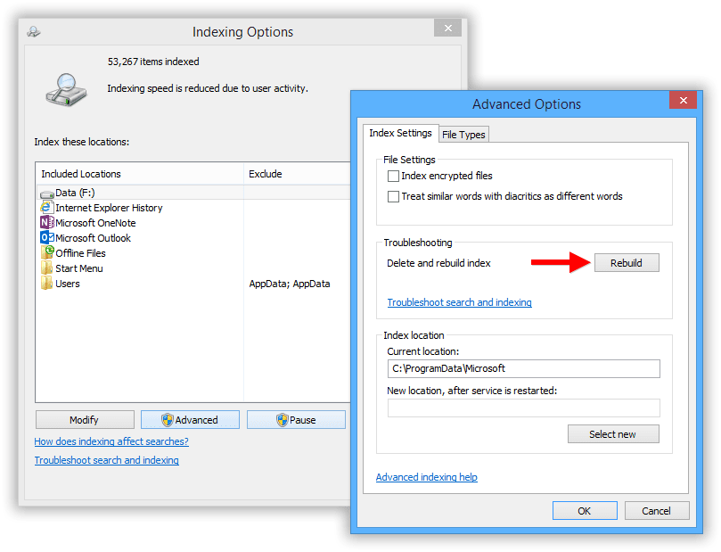 Windows 10 Indexing Service